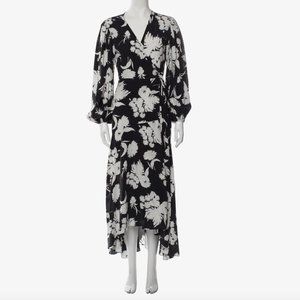 Ganni Floral Silk Wrap Dress